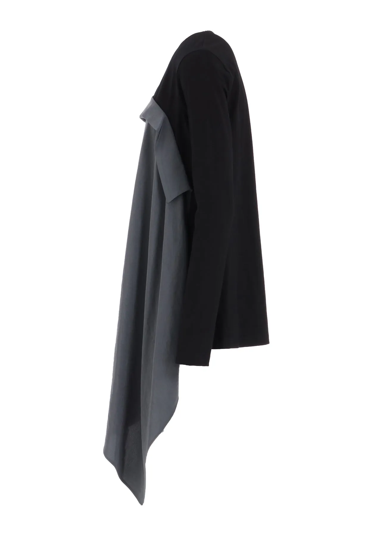 CREPE de CHINE/COTTON JERSEY COMBINATION LONG SLEEEVE T sold by Yohji Yamamoto product image thumbnail 3