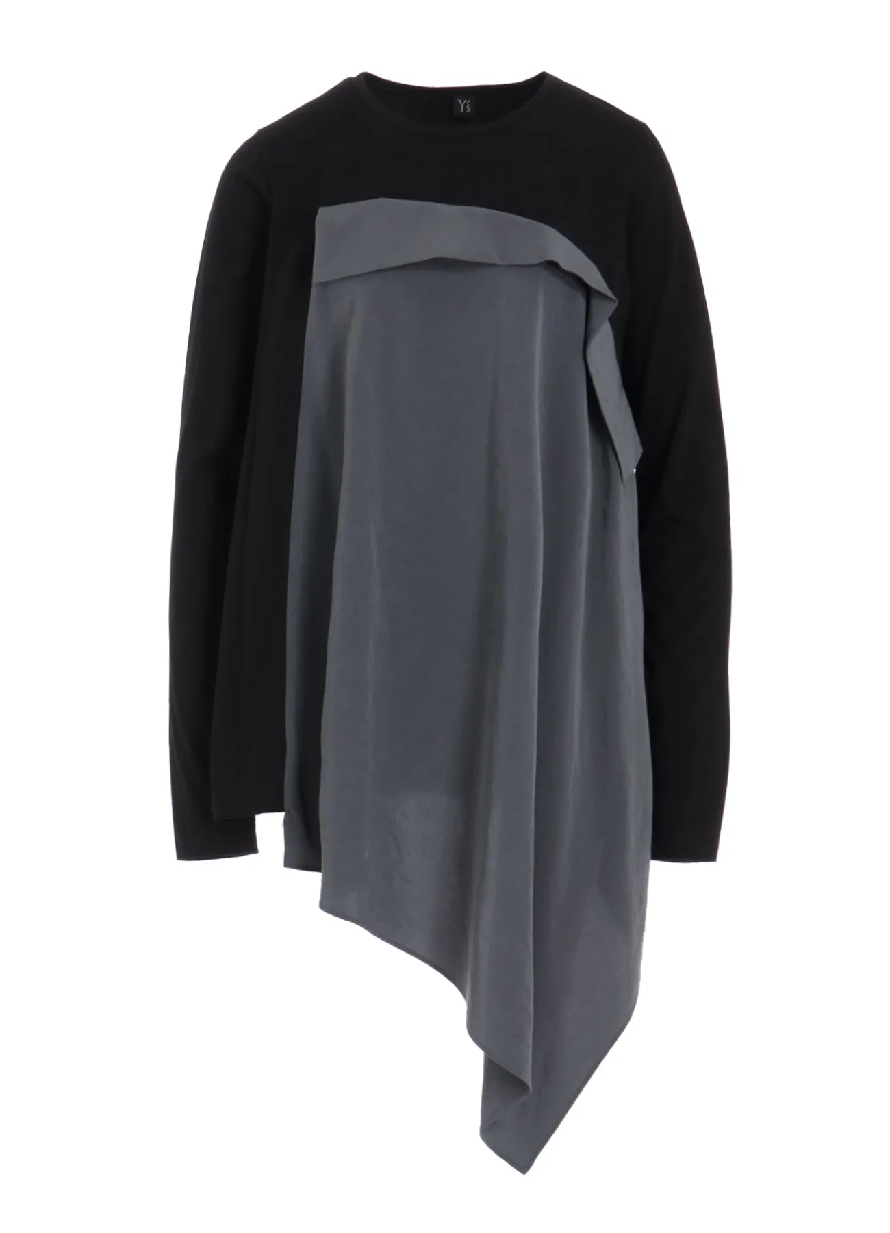 CREPE de CHINE/COTTON JERSEY COMBINATION LONG SLEEEVE T sold by Yohji Yamamoto product image thumbnail 2
