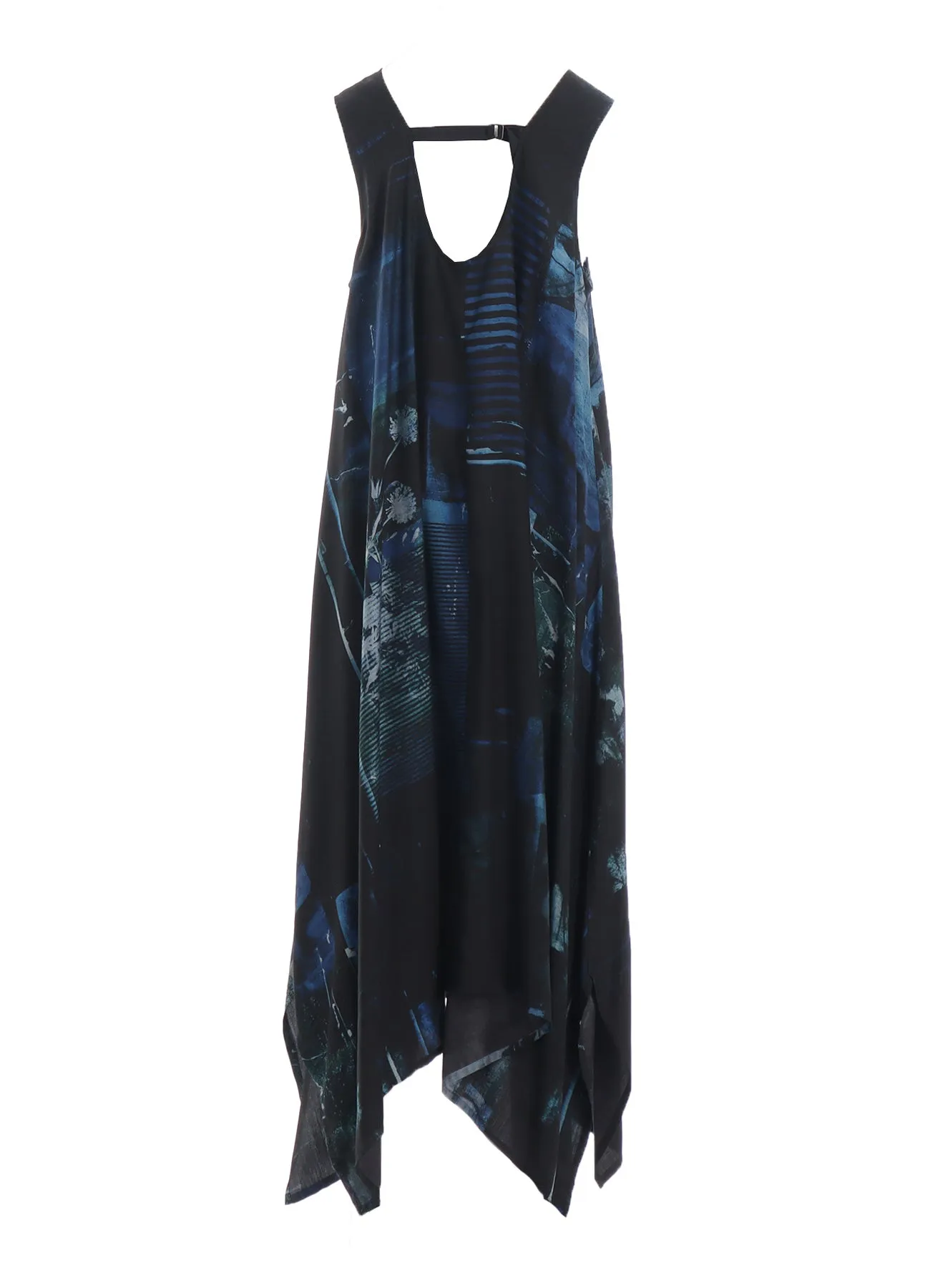 CUPRO BLURRY FLOWER PRINT BELT TENT DRESS sold by Yohji Yamamoto product image thumbnail 3