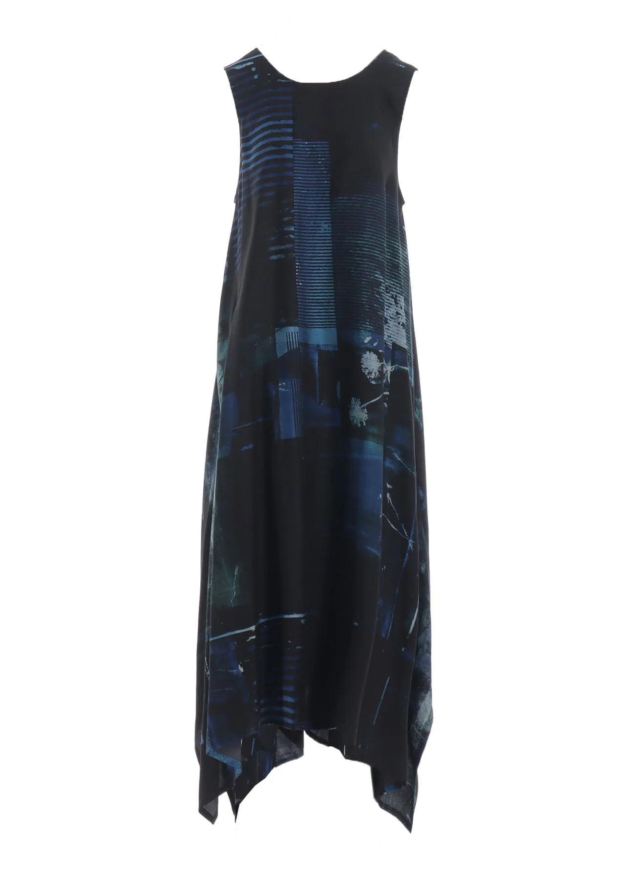 CUPRO BLURRY FLOWER PRINT BELT TENT DRESS sold by Yohji Yamamoto product image thumbnail 2