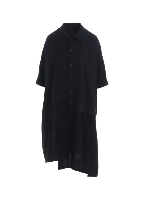 CREPE de CHINE/6oz DENIM ASYMMETRIC HALF SLEEVE DRESS sold by Yohji Yamamoto