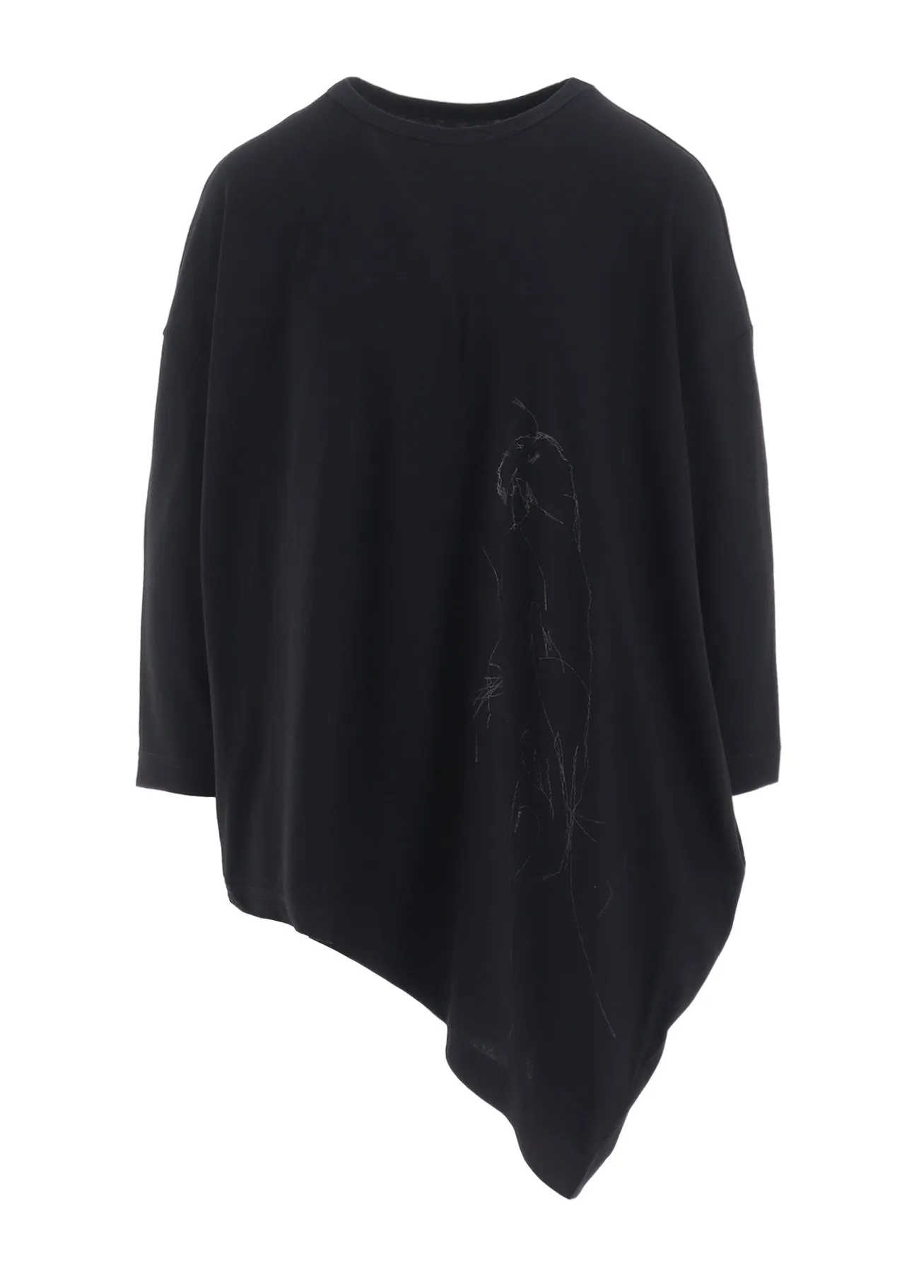 COTTON JERSEY ANIMAL PRINT ASYMMETRY DRAPE T sold by Yohji Yamamoto product image thumbnail 2