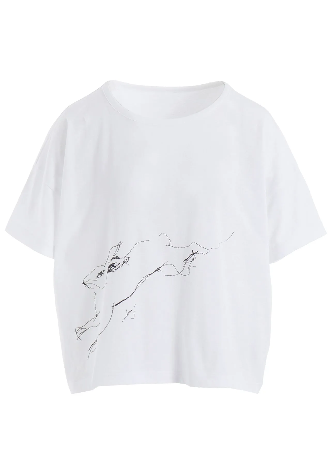 COTTON JERSEY ANIMAL PRINT CROPPED HALF SLEEVE T sold by Yohji Yamamoto product image thumbnail 2