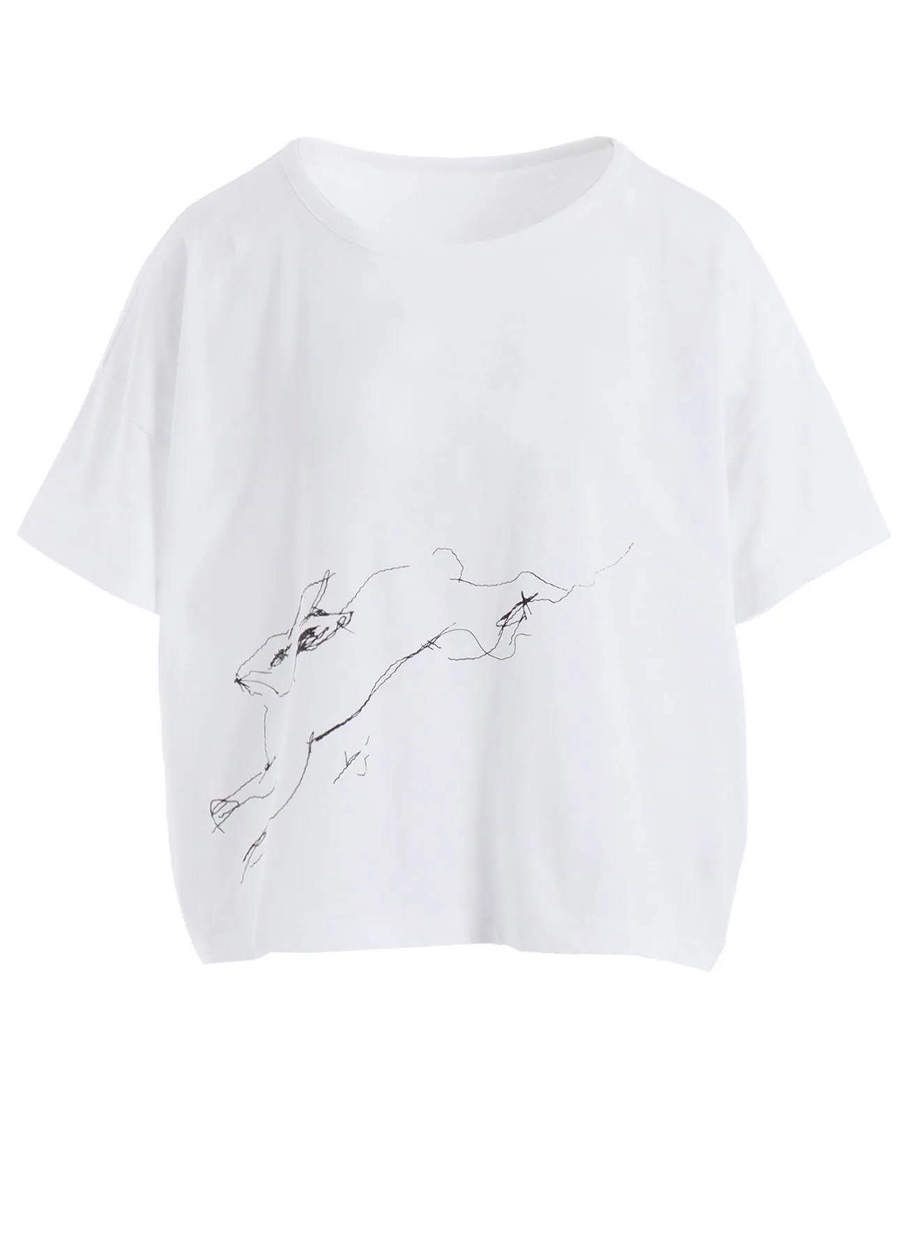 COTTON JERSEY ANIMAL PRINT CROPPED HALF SLEEVE T sold by Yohji Yamamoto