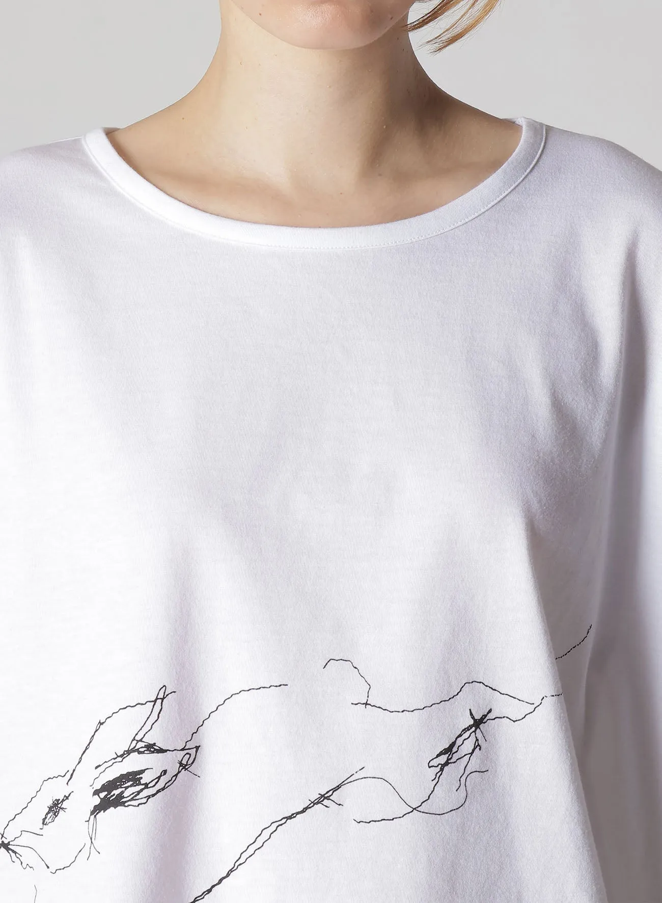 COTTON JERSEY ANIMAL PRINT CROPPED HALF SLEEVE T sold by Yohji Yamamoto product image thumbnail 5