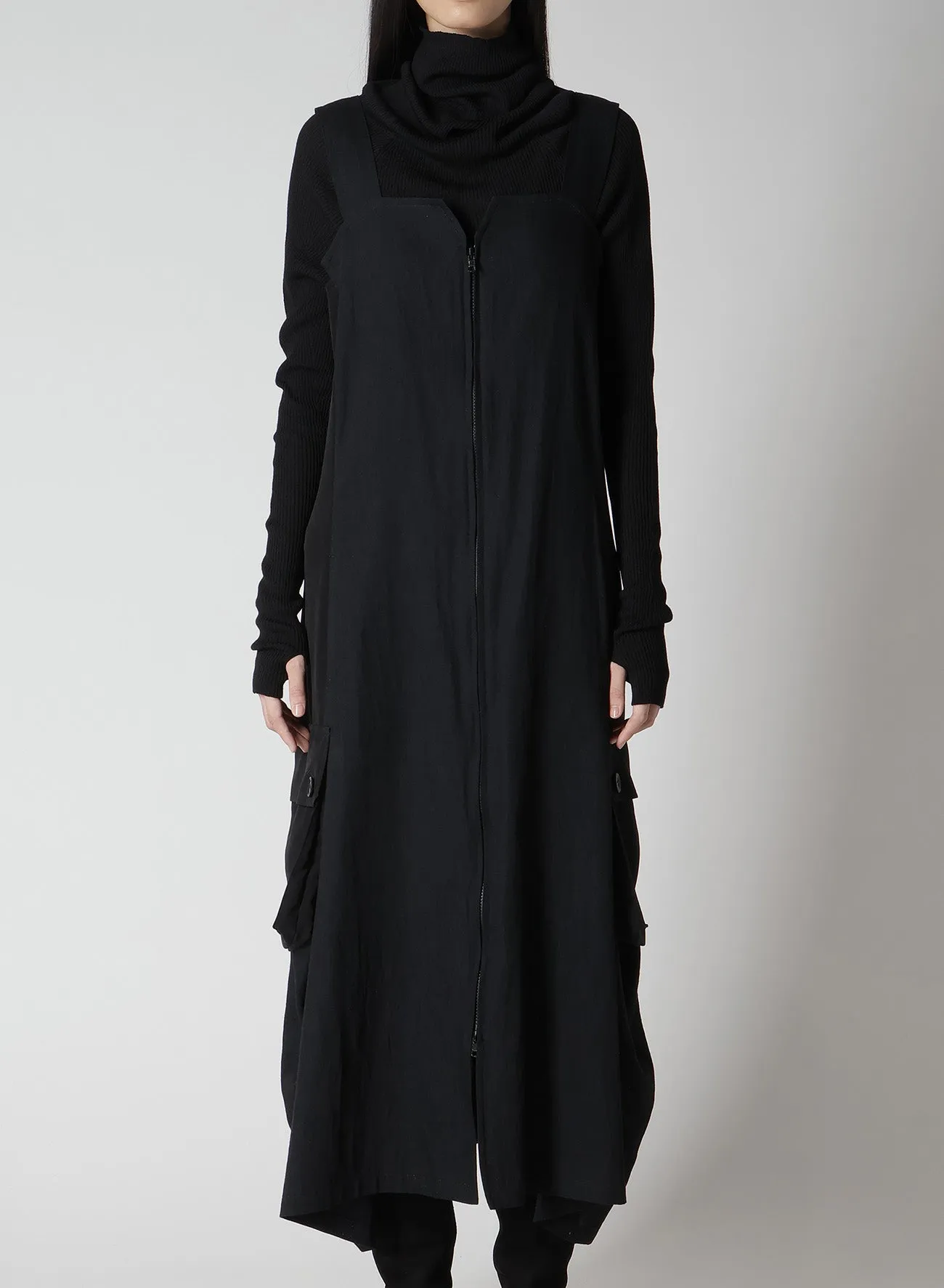 CREPE de CHINE/6oz DENIM WORK DRESS WITH POCKET sold by Yohji Yamamoto product image thumbnail 4