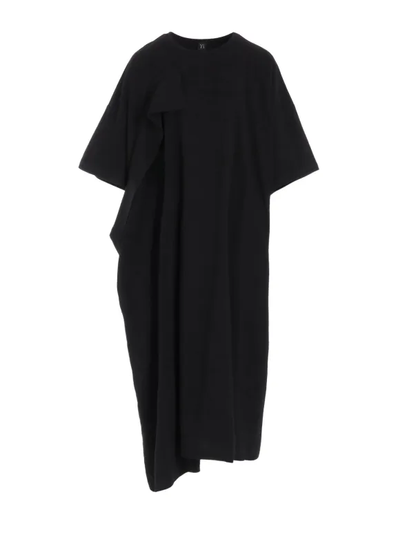 CREPE de CHINE/COTTON JERSEY COMBINATION HALF SLEEVE DRESS made by Yohji Yamamoto