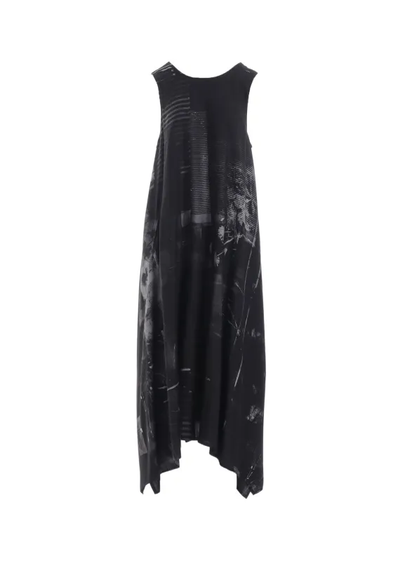 CUPRO BLURRY FLOWER PRINT BELT TENT DRESS sold by Yohji Yamamoto