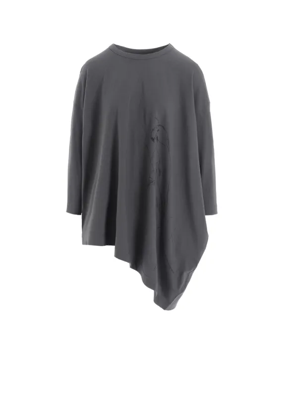 COTTON JERSEY ANIMAL PRINT ASYMMETRY DRAPE T sold by Yohji Yamamoto