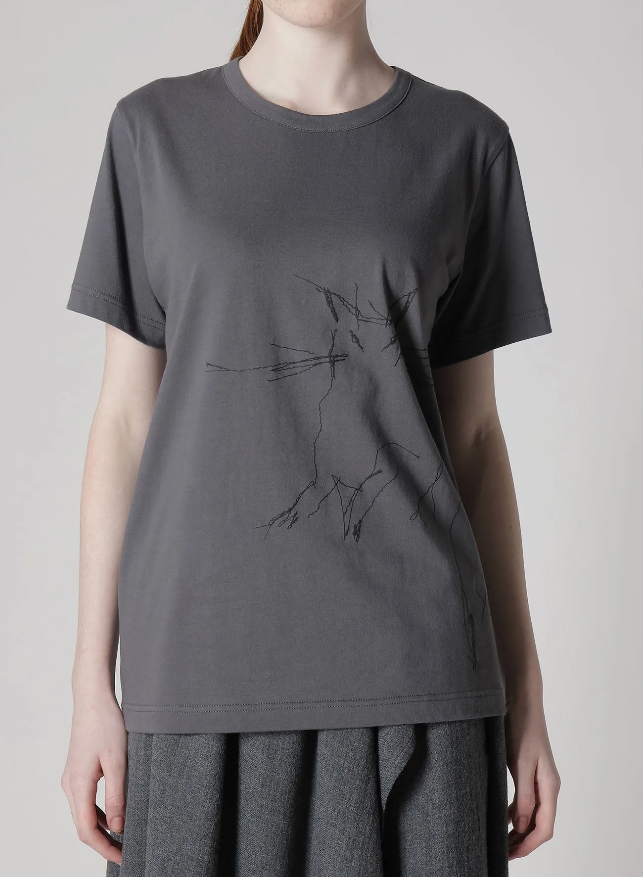 COTTON JERSEY ANIMAL PRINT ROUND NECK HALF SLEEVE T sold by Yohji Yamamoto product image thumbnail 4