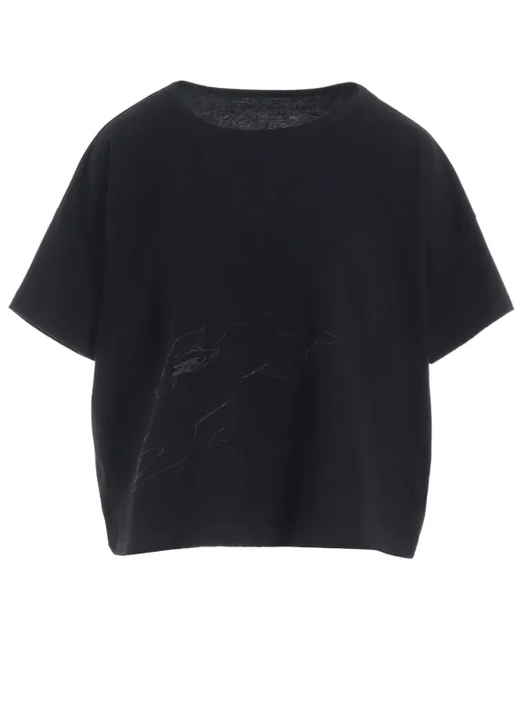 COTTON JERSEY ANIMAL PRINT CROPPED HALF SLEEVE T made by Yohji Yamamoto