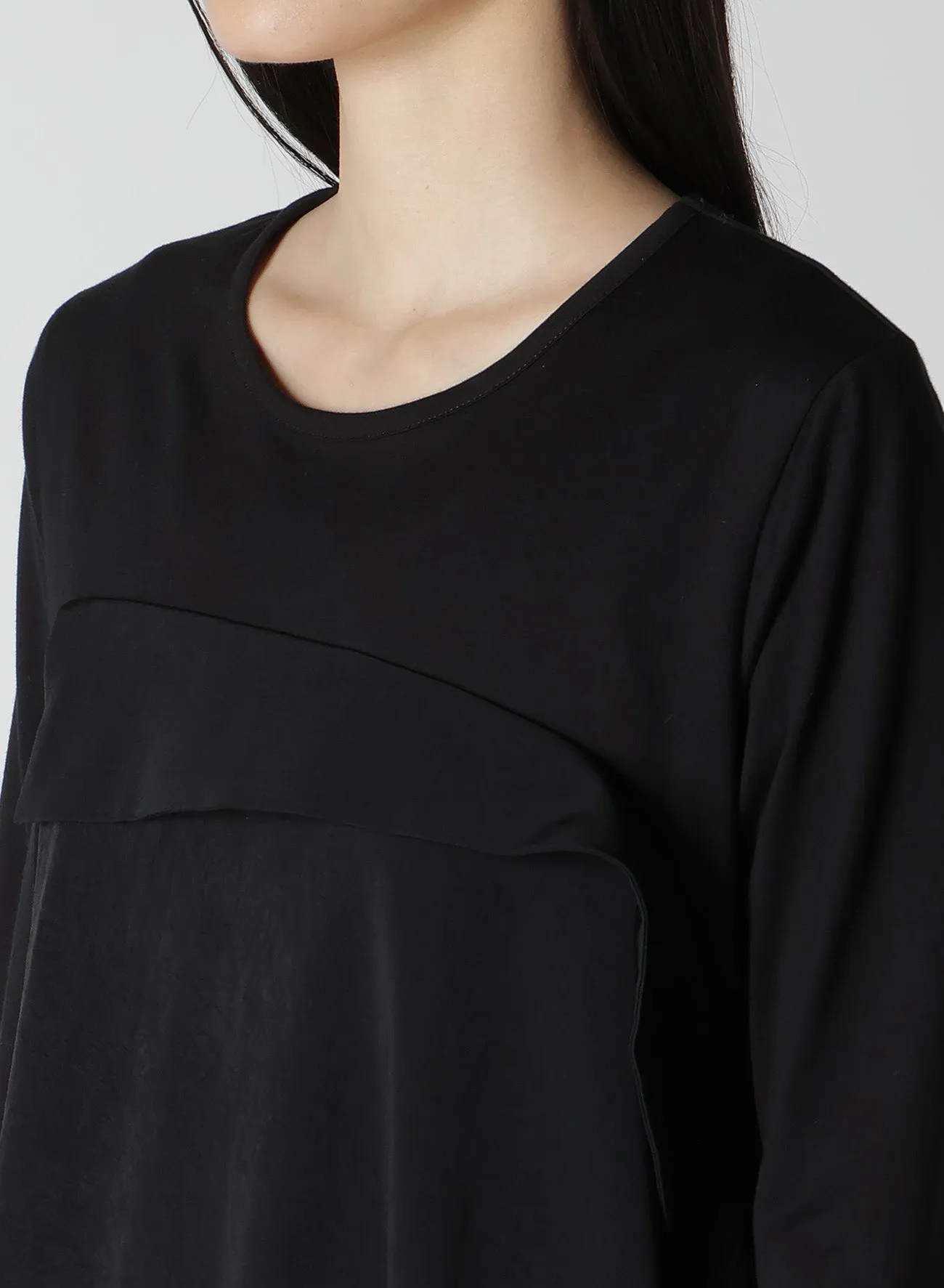 CREPE de CHINE/COTTON JERSEY COMBINATION LONG SLEEEVE T sold by Yohji Yamamoto product image thumbnail 5