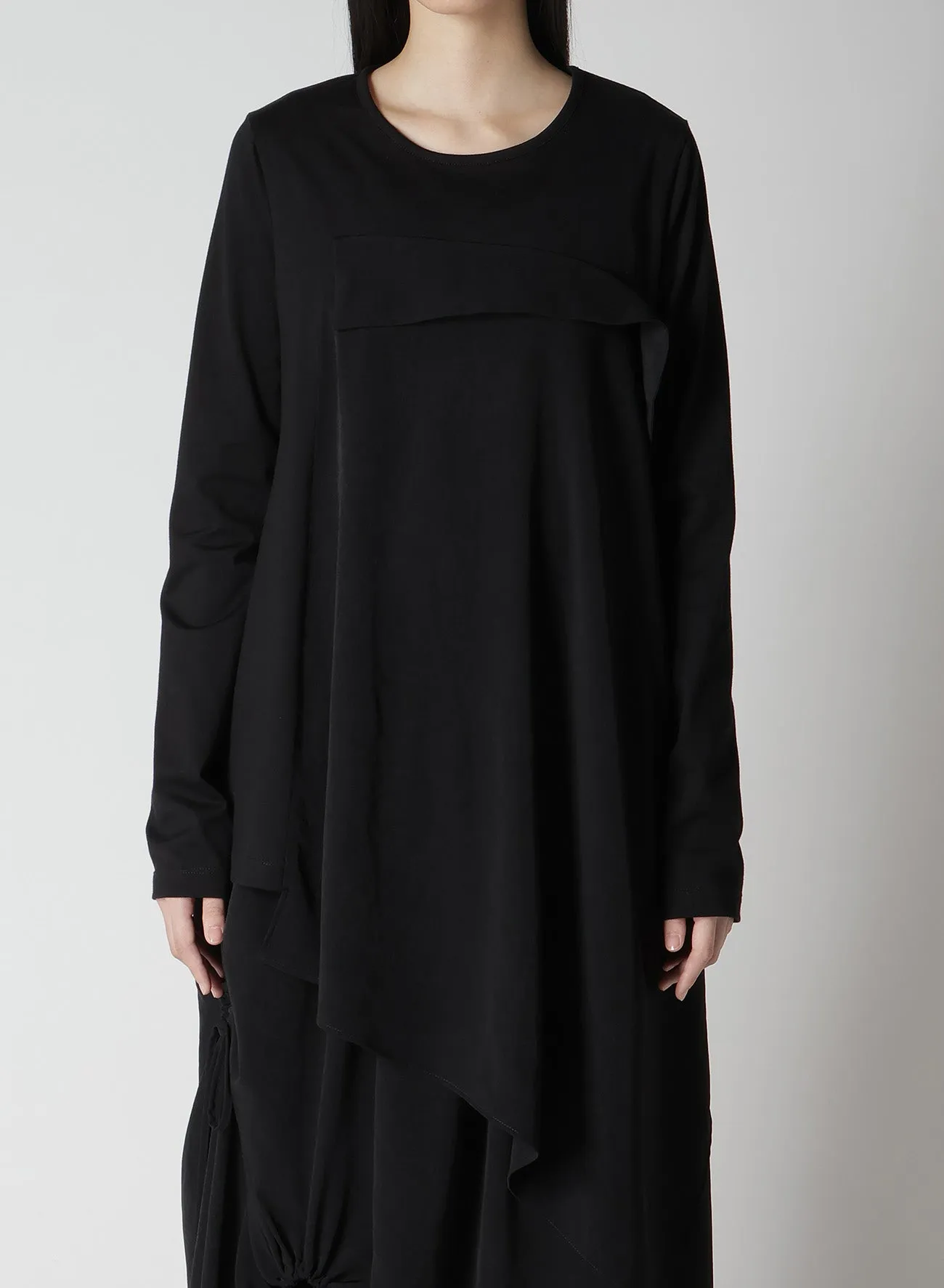 CREPE de CHINE/COTTON JERSEY COMBINATION LONG SLEEEVE T sold by Yohji Yamamoto product image thumbnail 4