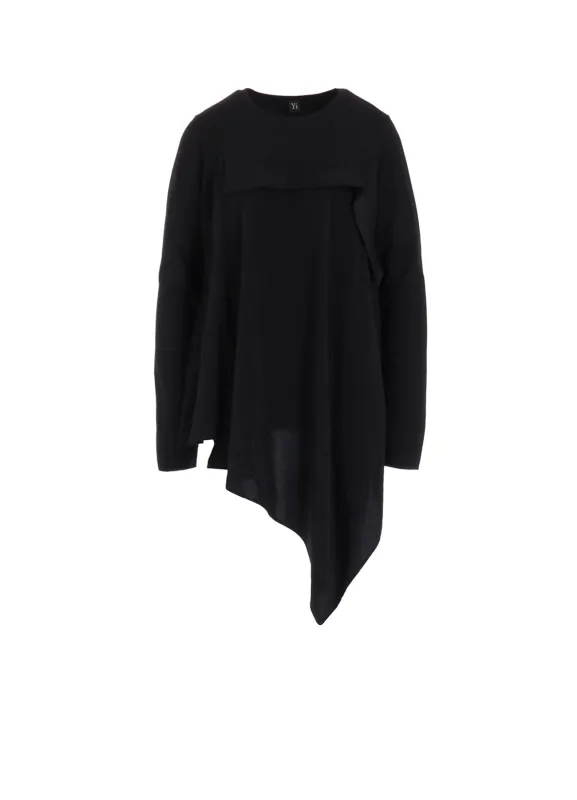 CREPE de CHINE/COTTON JERSEY COMBINATION LONG SLEEEVE T sold by Yohji Yamamoto