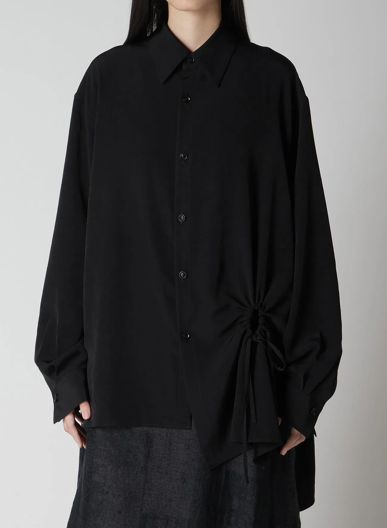 CREPE de CHINE CIRCLE GATHERED BLOUSE sold by Yohji Yamamoto product image thumbnail 4