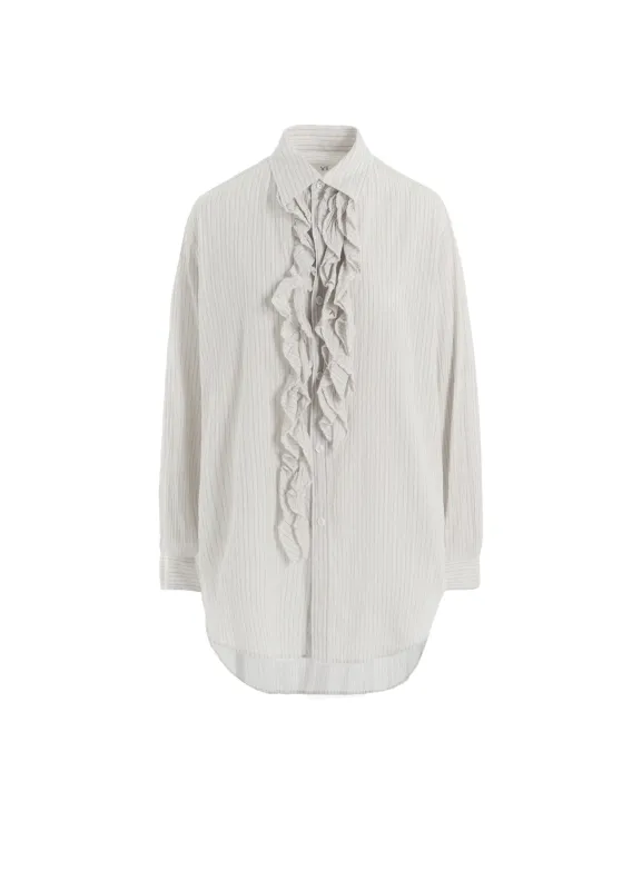 COTTON VOILE UNTRIMMED FRILL STRIPE BLOUSE sold by Yohji Yamamoto