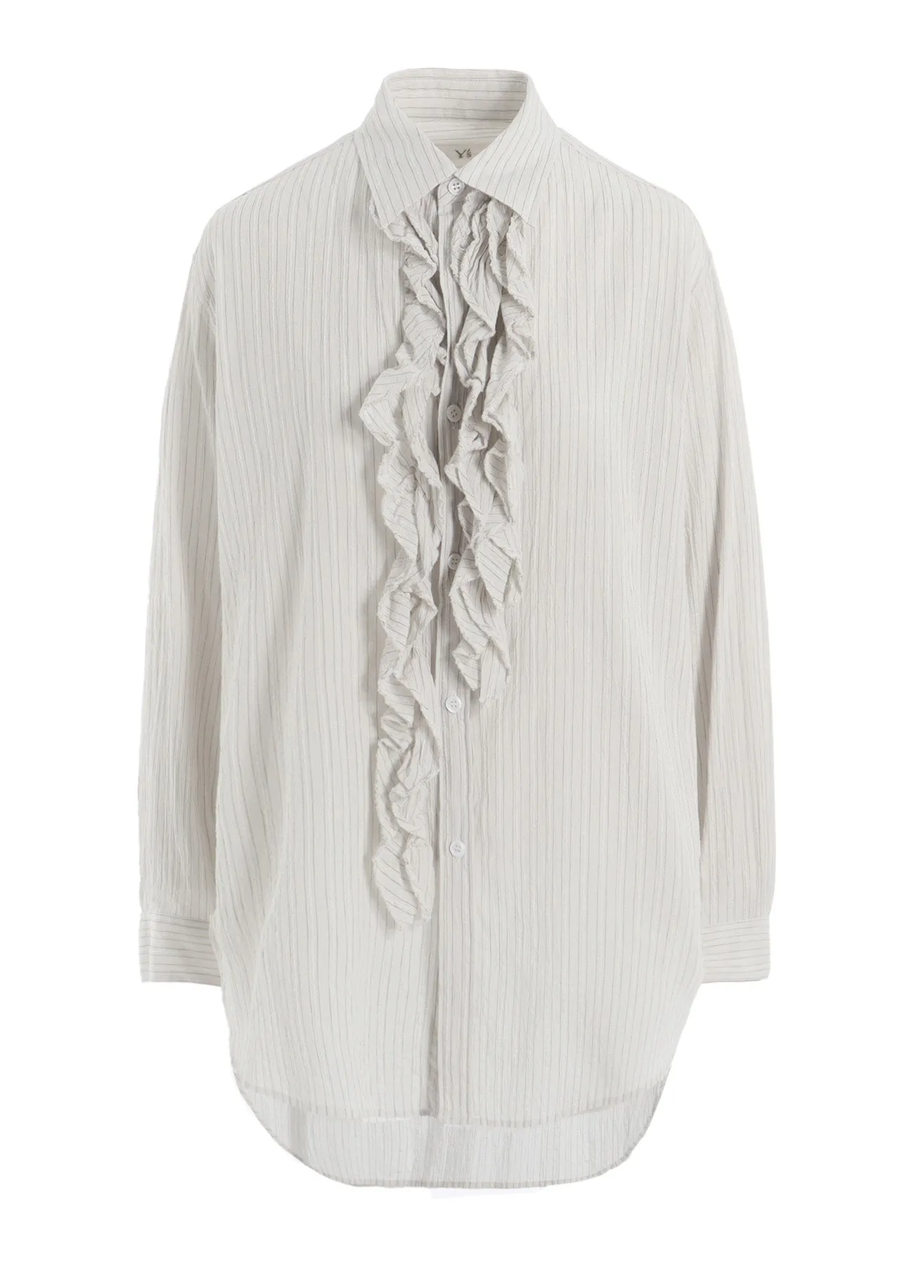 COTTON VOILE UNTRIMMED FRILL STRIPE BLOUSE sold by Yohji Yamamoto product image thumbnail 2