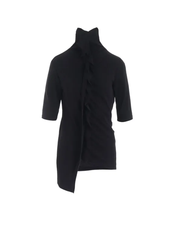 HARD-TWIST ASYMMETRIC HIGH NECK HALF SLEEVE T sold by Yohji Yamamoto