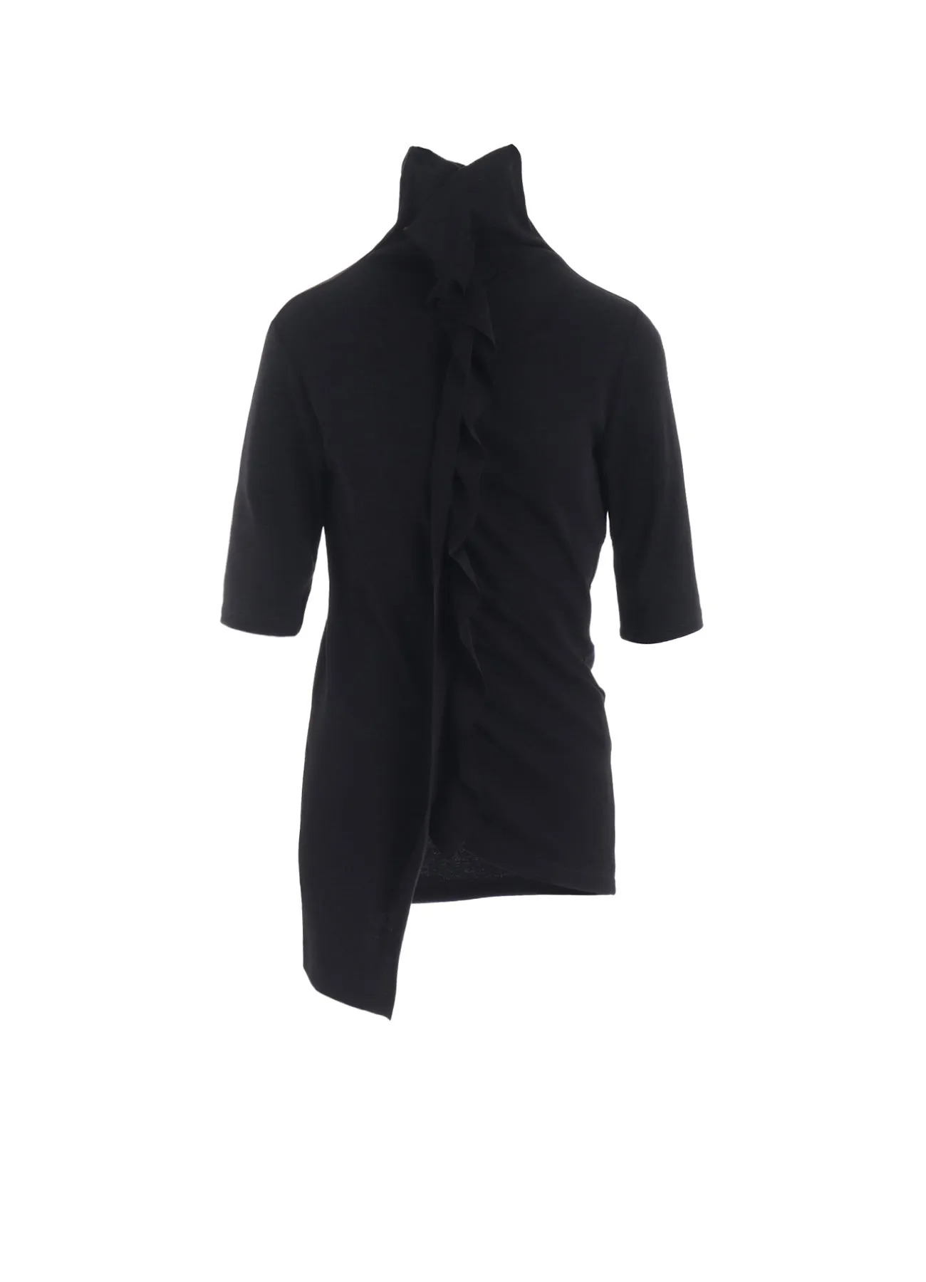 HARD-TWIST ASYMMETRIC HIGH NECK HALF SLEEVE T sold by Yohji Yamamoto