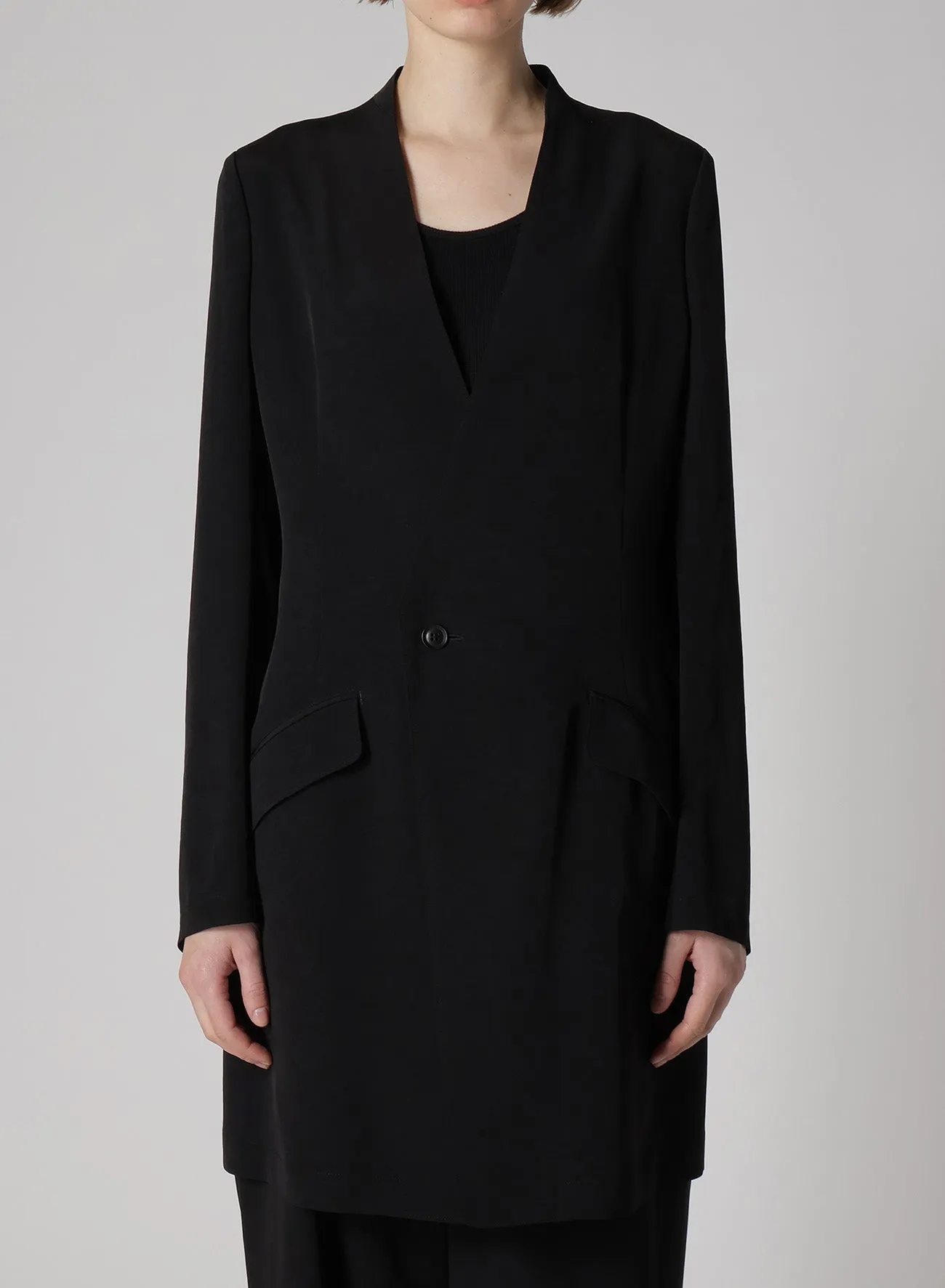 CREPE de CHINE COLLARLESS JACKET sold by Yohji Yamamoto product image thumbnail 5