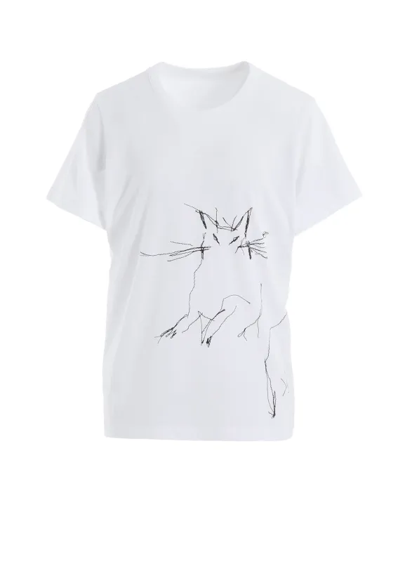 COTTON JERSEY ANIMAL PRINT ROUND NECK HALF SLEEVE T made by Yohji Yamamoto