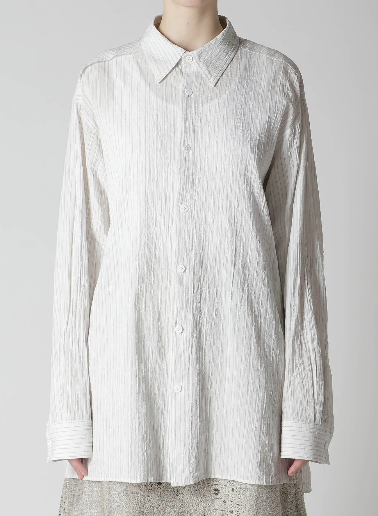 COTTON VOILE BACK-SIDE CLOTH STRIPE BLOUSE sold by Yohji Yamamoto product image thumbnail 4