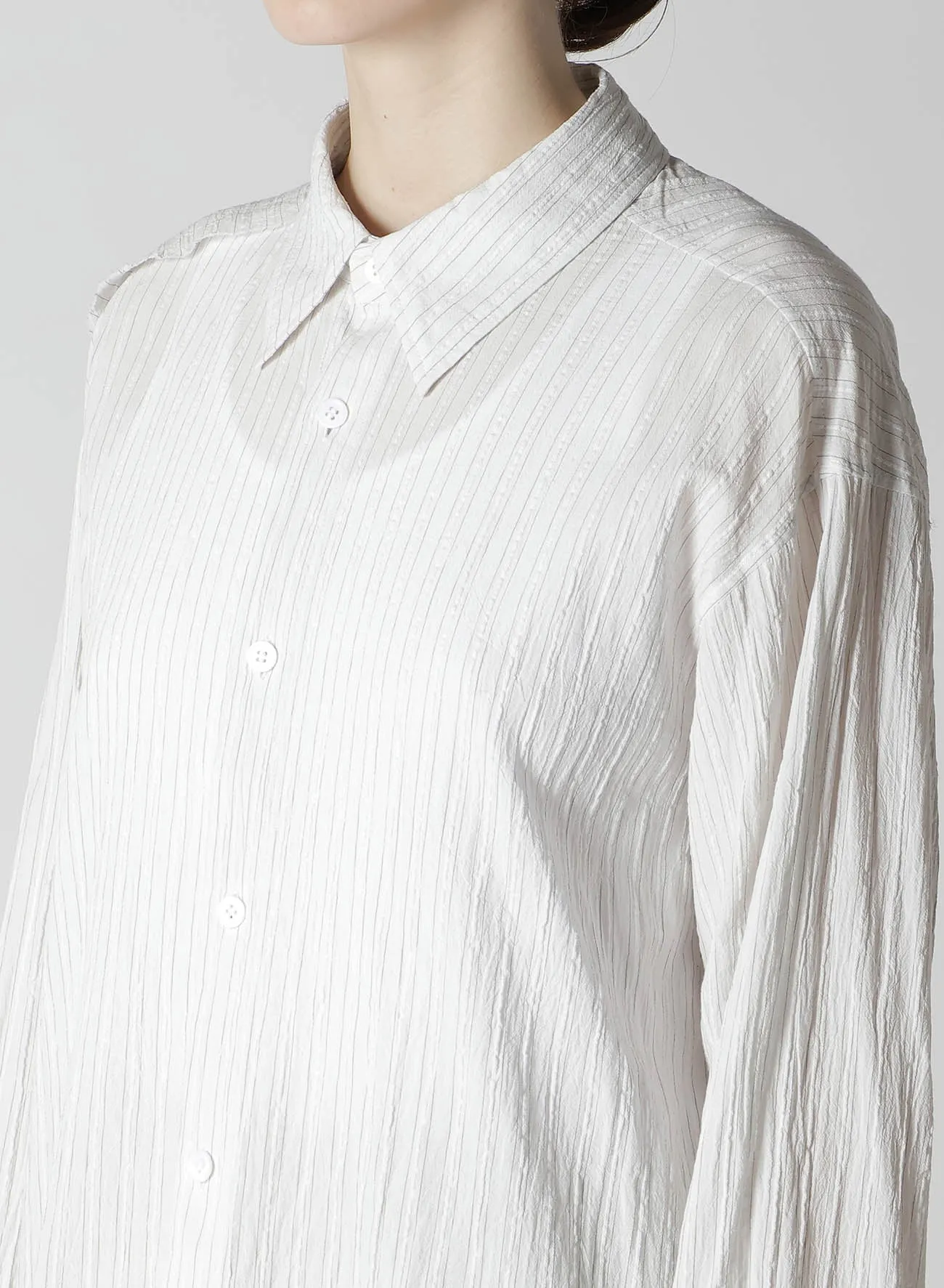 COTTON VOILE BACK-SIDE CLOTH STRIPE BLOUSE sold by Yohji Yamamoto product image thumbnail 5