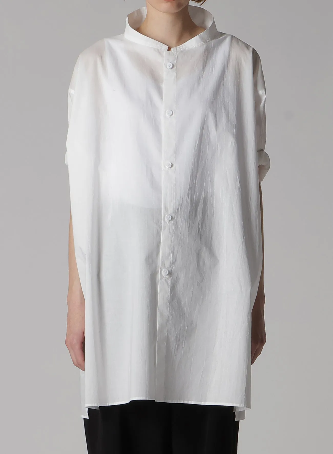 COTTON LAWN ROLLED-UP HALF SLEEVE BLOUSE sold by Yohji Yamamoto product image thumbnail 4