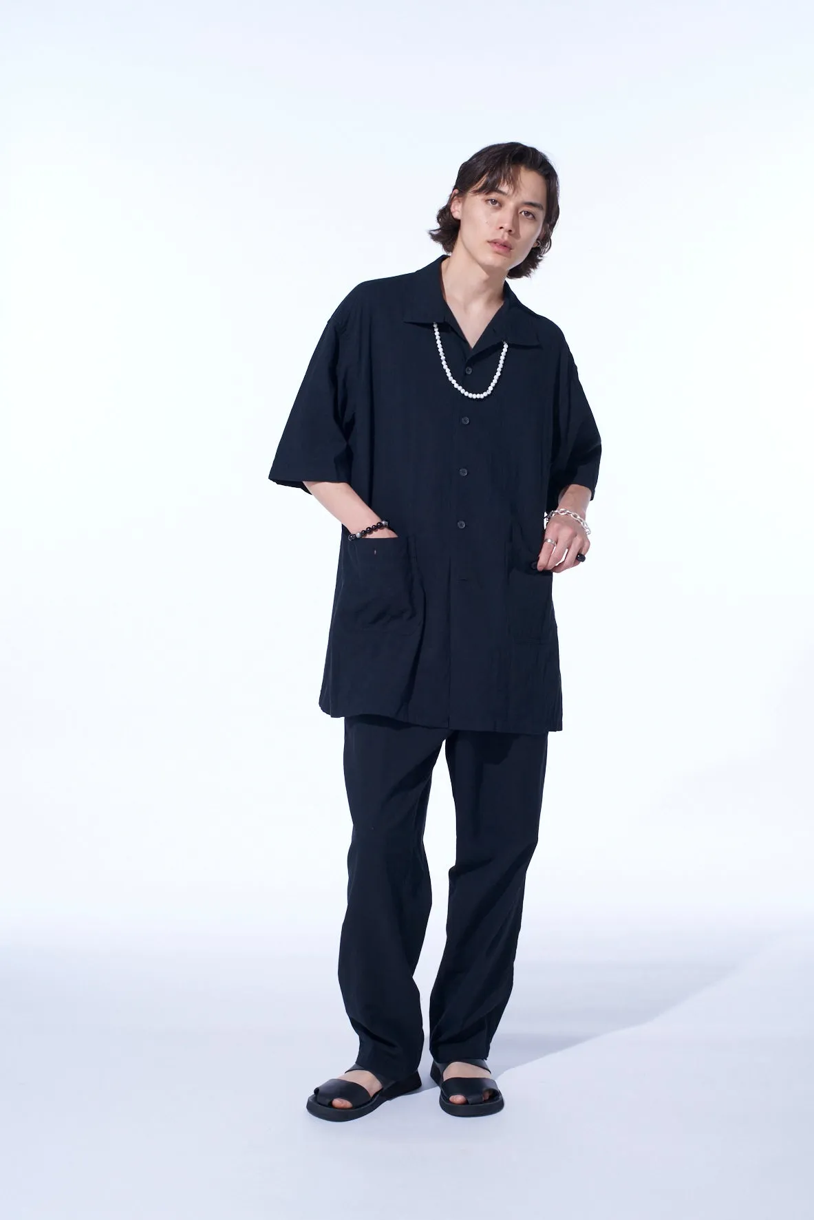 COTTON/LINEN POPLIN WAIST-STRING PANTS sold by Yohji Yamamoto product image thumbnail 2