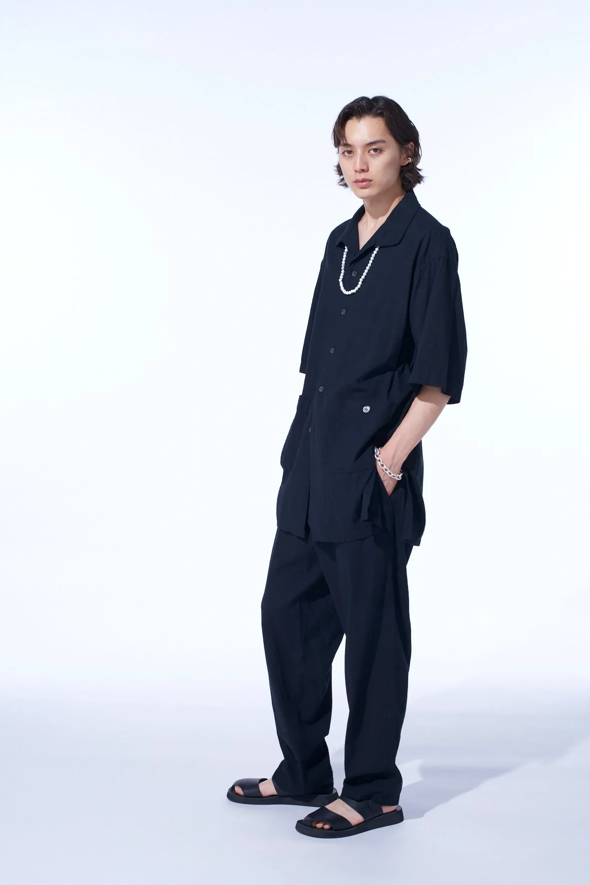COTTON/LINEN POPLIN WAIST-STRING PANTS sold by Yohji Yamamoto product image thumbnail 3