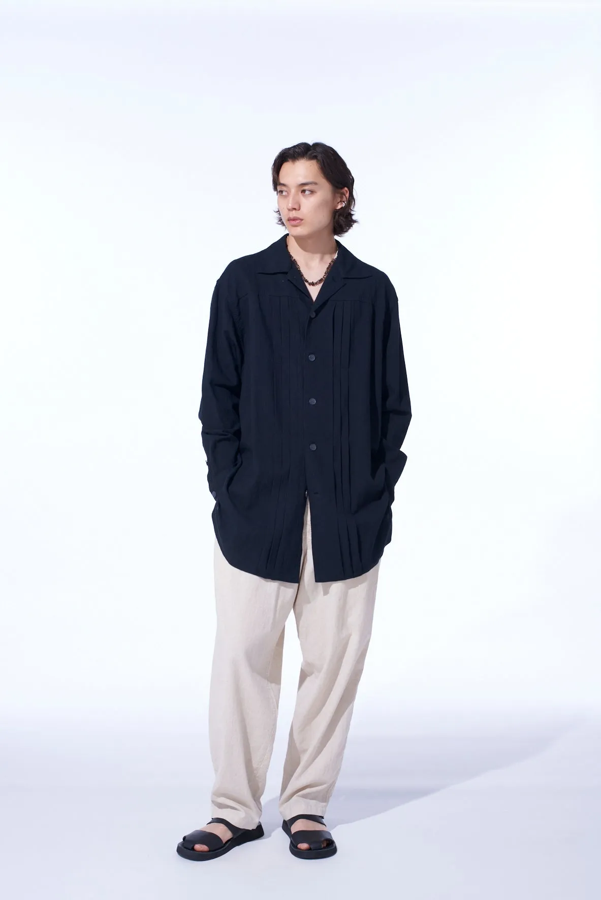 COTTON/LINEN POPLIN PLEATED OVERSIZE SHIRT sold by Yohji Yamamoto product image thumbnail 2
