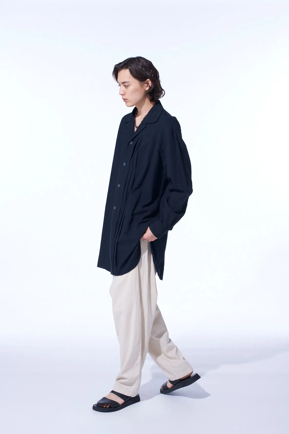 COTTON/LINEN POPLIN PLEATED OVERSIZE SHIRT sold by Yohji Yamamoto product image thumbnail 3