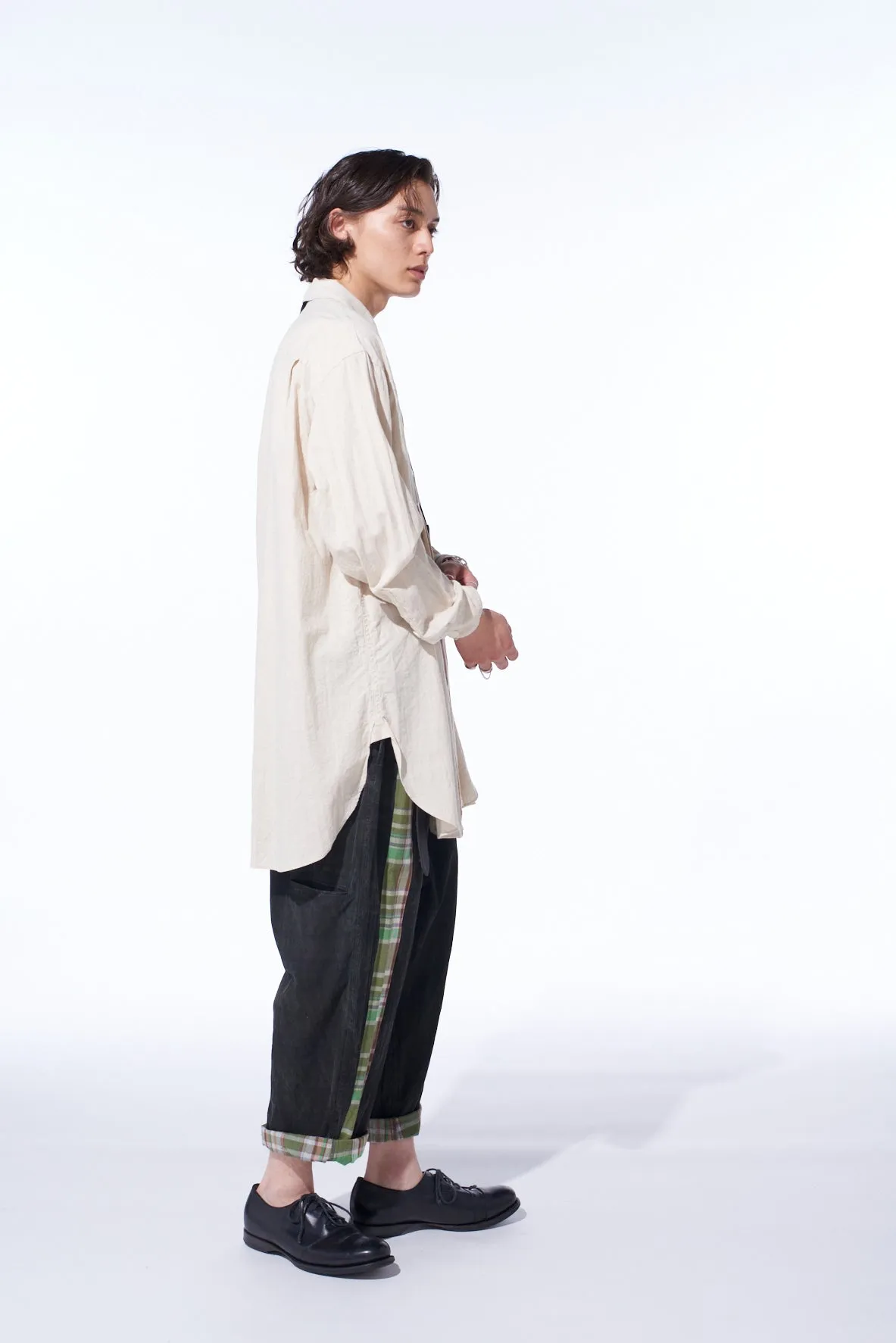 COTTON/LINEN POPLIN PLEATED OVERSIZE SHIRT sold by Yohji Yamamoto product image thumbnail 5