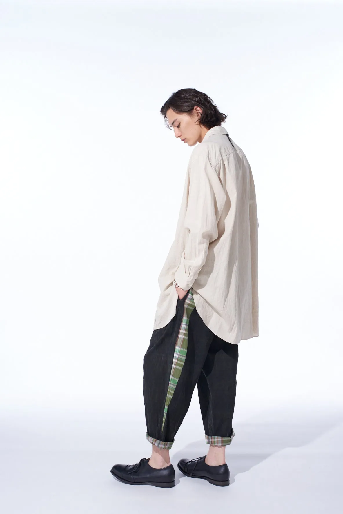 COTTON/LINEN POPLIN PLEATED OVERSIZE SHIRT sold by Yohji Yamamoto product image thumbnail 3