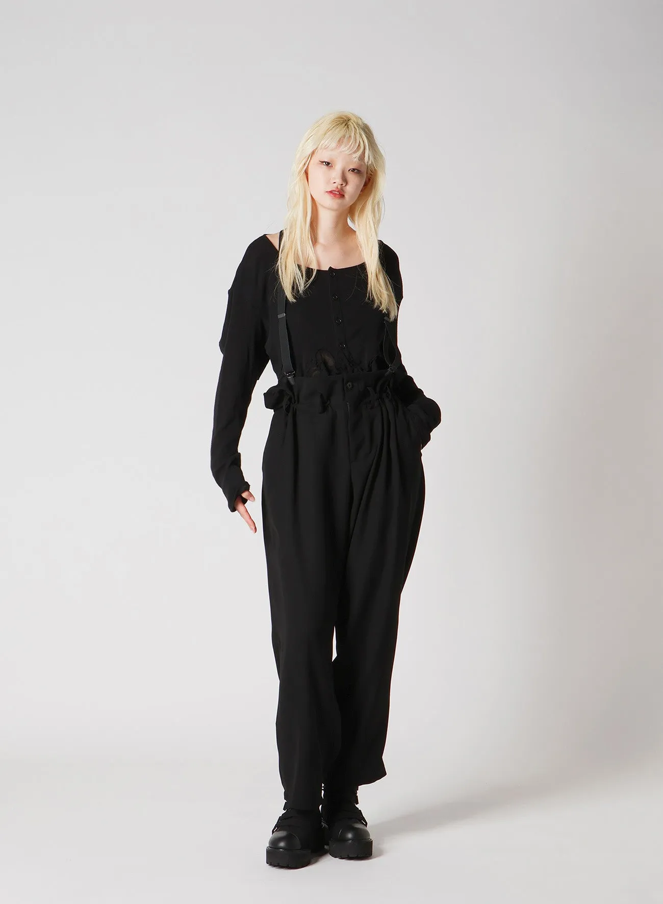 DOUBLE SATIN SUSPENDER PANTS sold by Yohji Yamamoto product image thumbnail 4