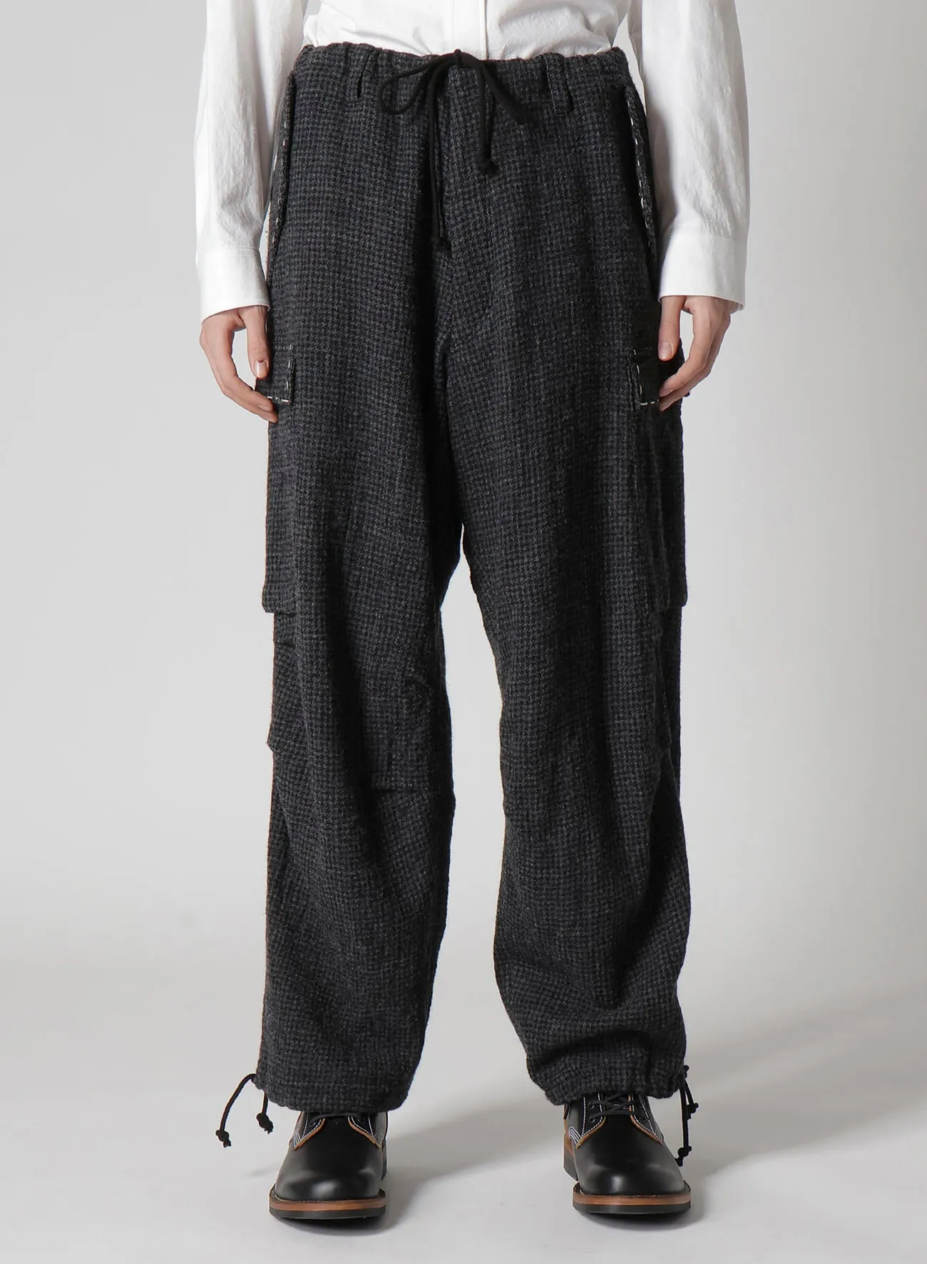 HOUNDSTOOTH CARGO PANTS WITH HAND STITCH sold by Yohji Yamamoto product image thumbnail 5