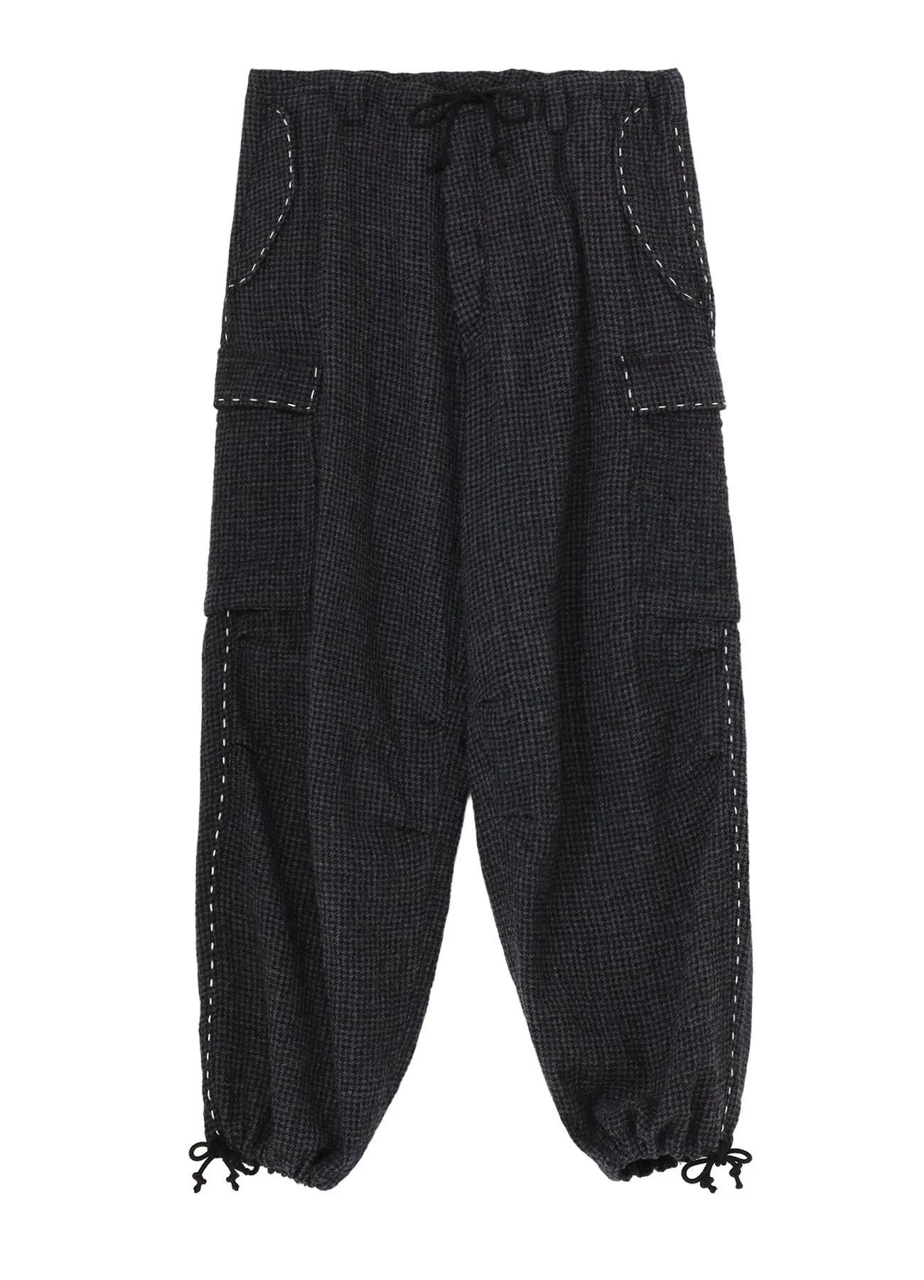 HOUNDSTOOTH CARGO PANTS WITH HAND STITCH sold by Yohji Yamamoto product image thumbnail 2