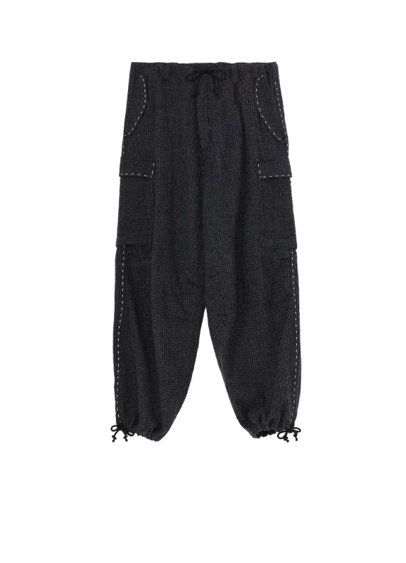HOUNDSTOOTH CARGO PANTS WITH HAND STITCH made by Yohji Yamamoto