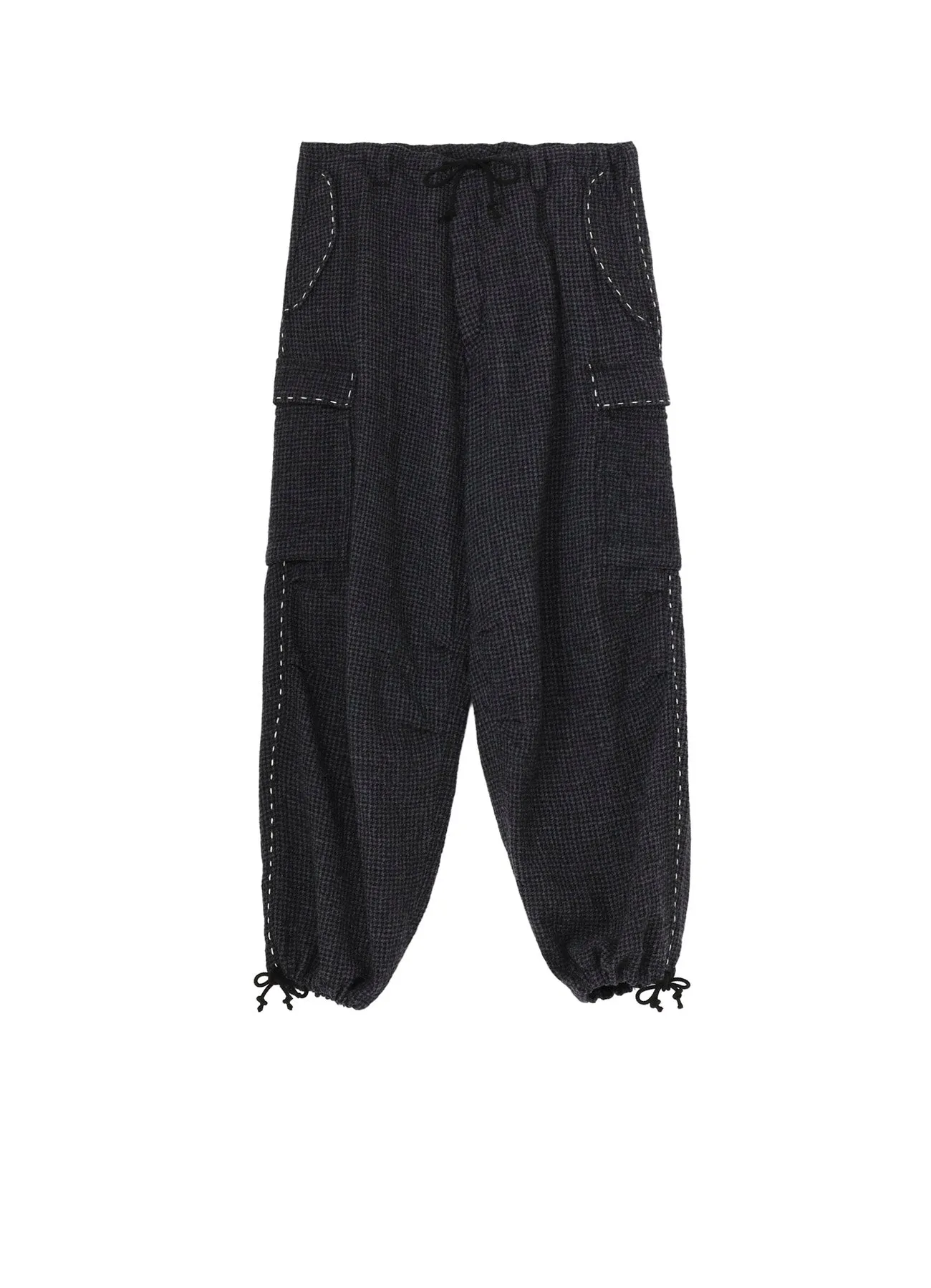 HOUNDSTOOTH CARGO PANTS WITH HAND STITCH sold by Yohji Yamamoto