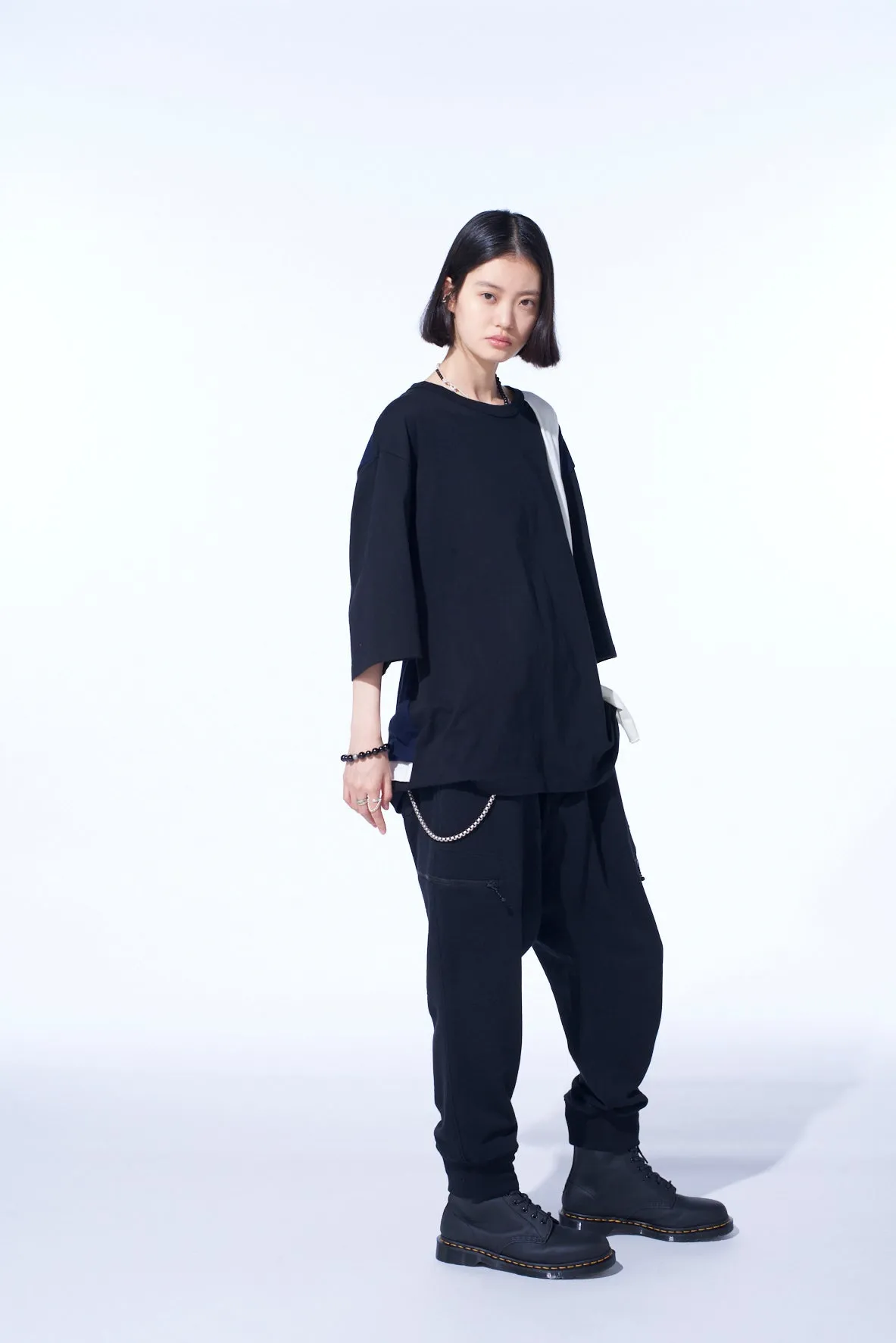 TRIPLE LAYERED T-SHIRT WITH COLOR SWITCHING IN SEPARATE FABRICS sold by Yohji Yamamoto product image thumbnail 5