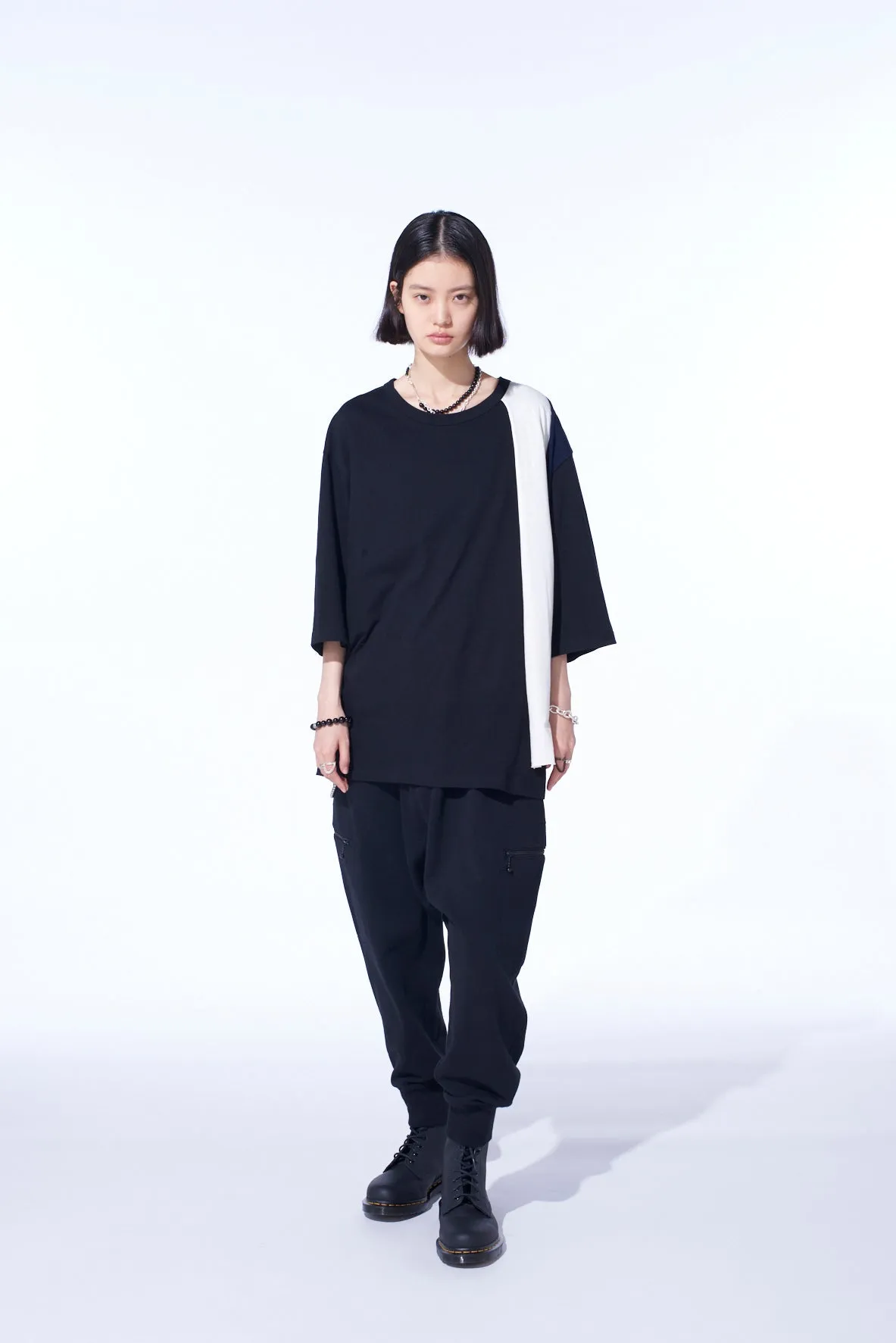 TRIPLE LAYERED T-SHIRT WITH COLOR SWITCHING IN SEPARATE FABRICS sold by Yohji Yamamoto product image thumbnail 2