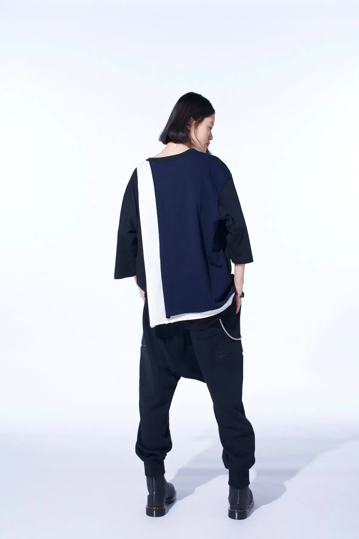 TRIPLE LAYERED T-SHIRT WITH COLOR SWITCHING IN SEPARATE FABRICS sold by Yohji Yamamoto product image thumbnail 4