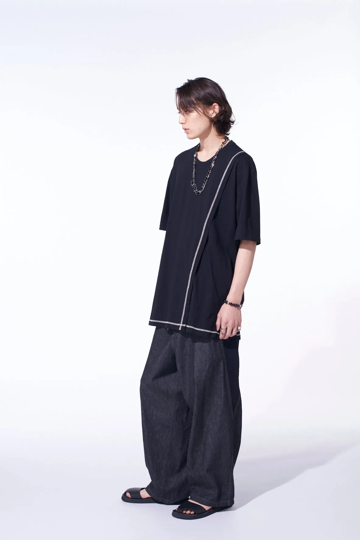 SOFT JERSEY COLOR STITCH LAYERED T-SHIRT sold by Yohji Yamamoto product image thumbnail 3