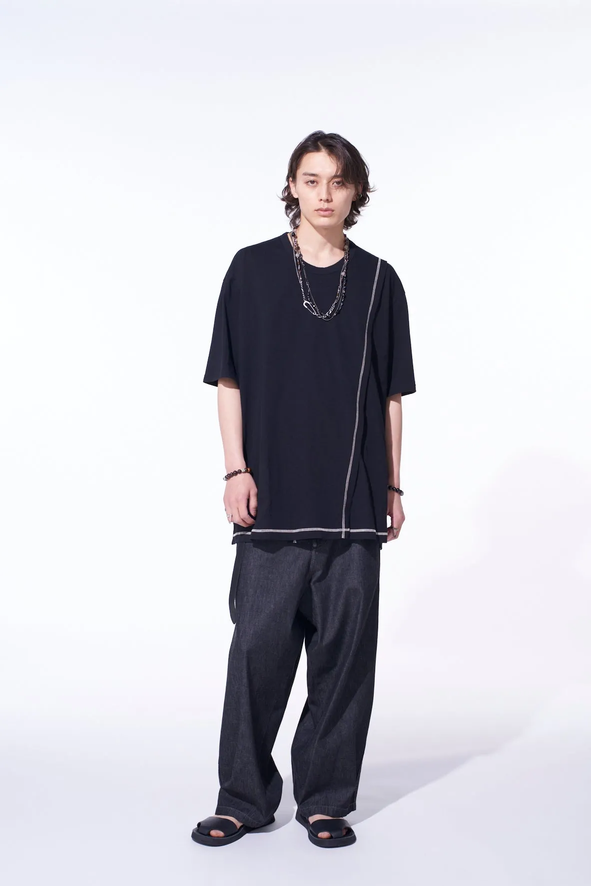 SOFT JERSEY COLOR STITCH LAYERED T-SHIRT sold by Yohji Yamamoto product image thumbnail 2