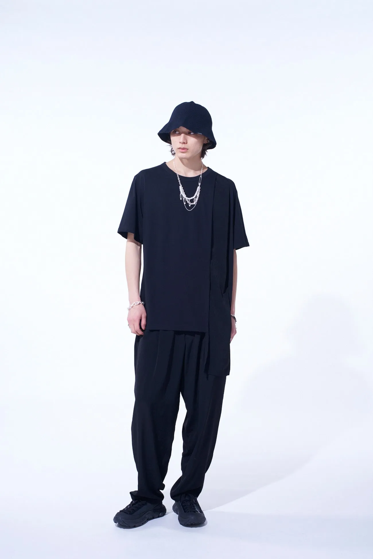 SOFT JERSEY+CREPE de CHINE ASYMMETRICAL T-SHIRT sold by Yohji Yamamoto product image thumbnail 5