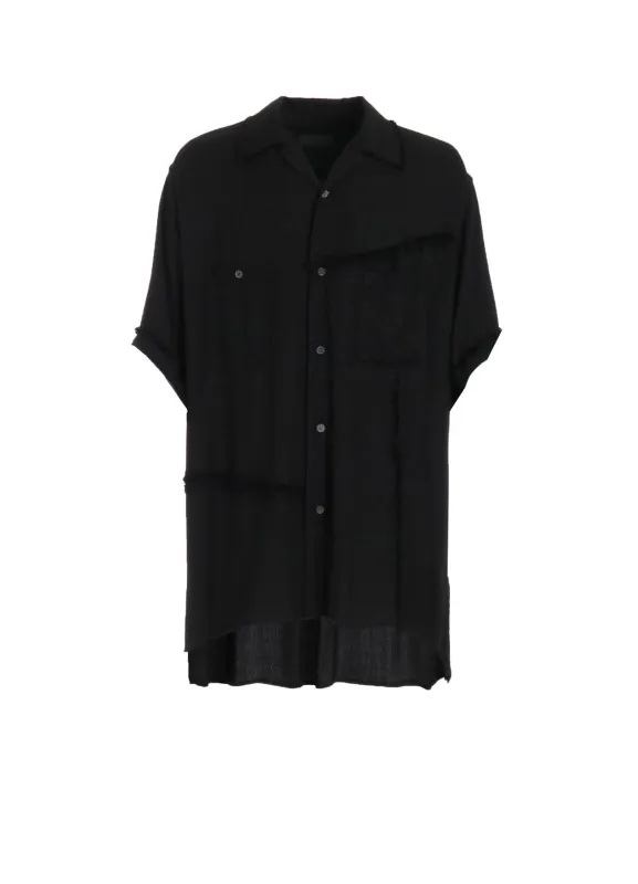 VISCOSE TWILL CUT-OFF OPEN-COLLAR SHIRT sold by Yohji Yamamoto