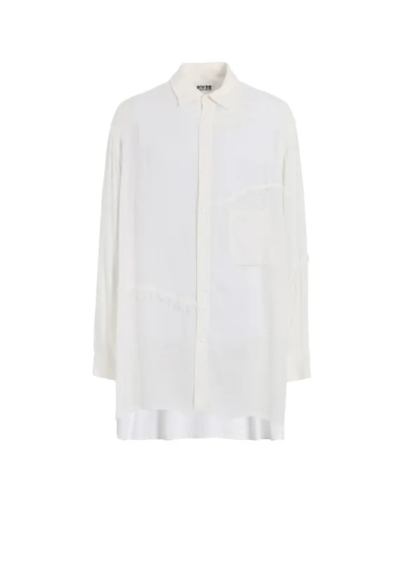 VISCOSE TWILL CUT-OFF OVERSIZED REGULAR COLLAR SHIRT sold by Yohji Yamamoto