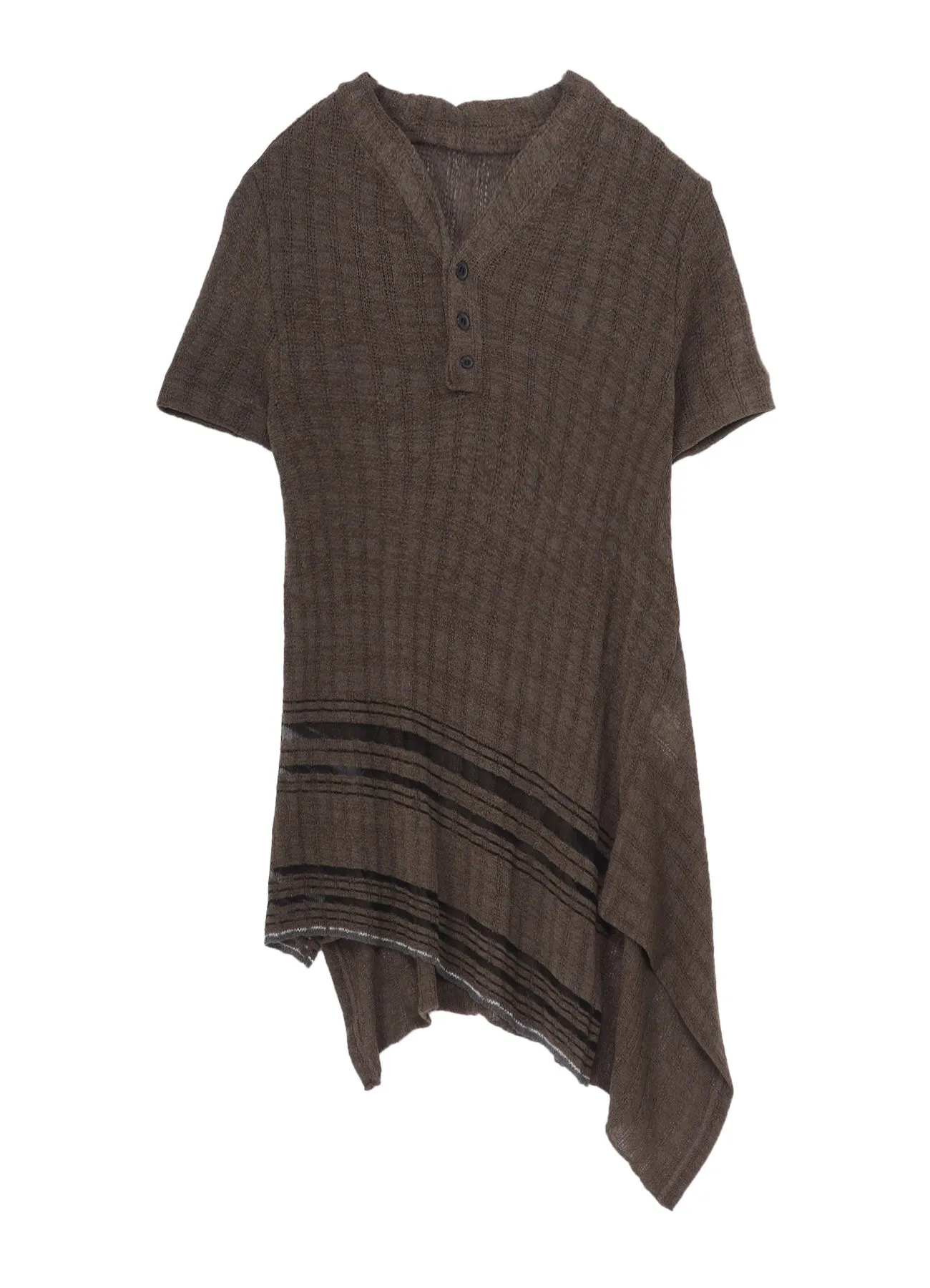 DROP NEEDLE RIB STRIPE ASYMMETRIC HEM PULLOVER sold by Yohji Yamamoto product image thumbnail 2