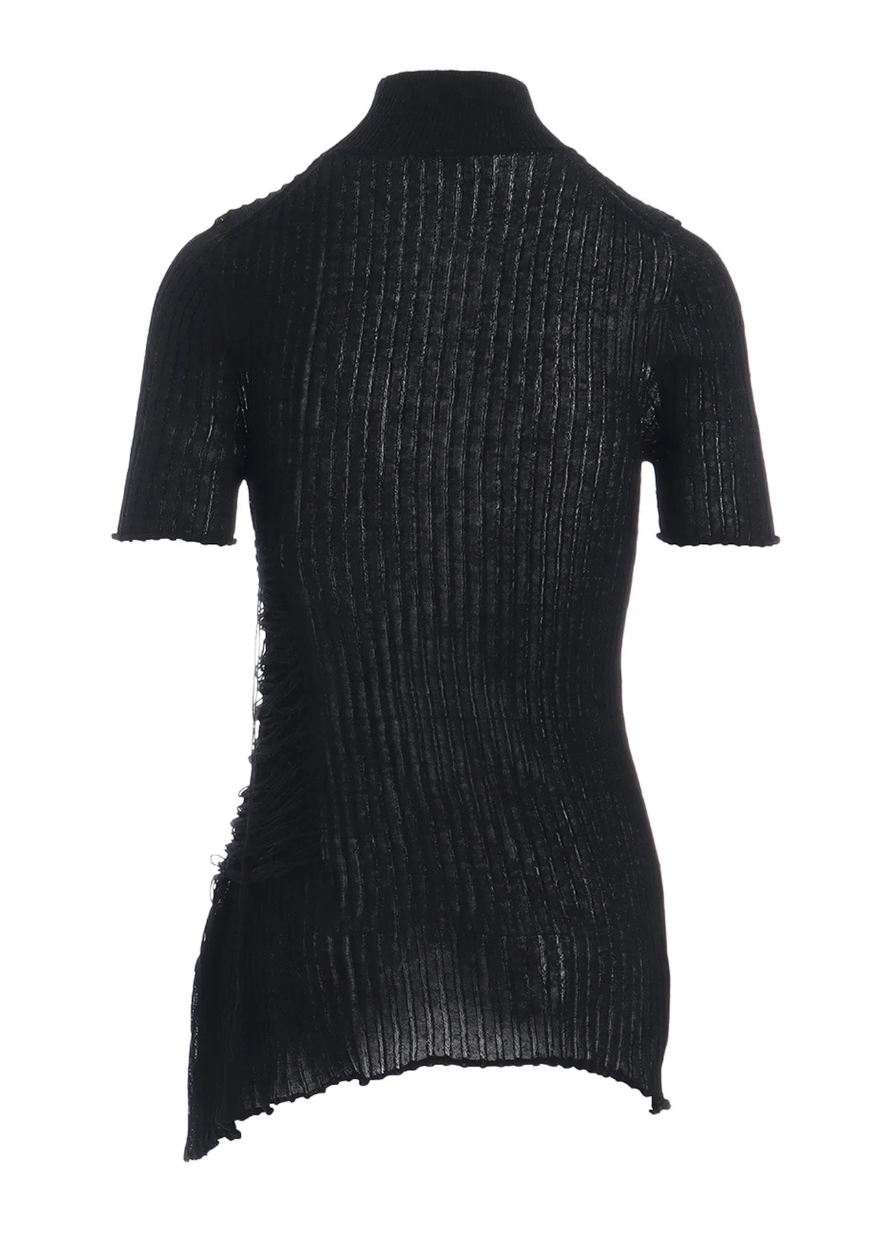 WIDE RIB WG ASYMMETRIC LACE UP HALF SLEEVE T sold by Yohji Yamamoto product image thumbnail 3