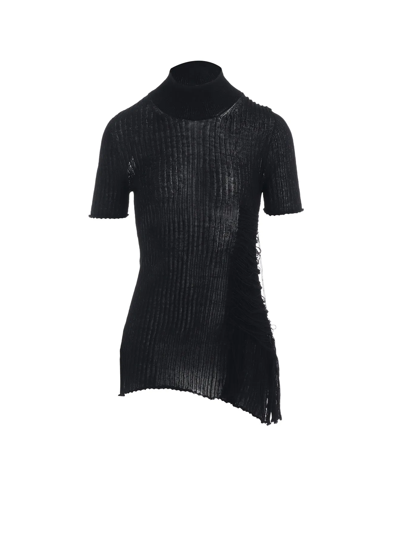 WIDE RIB WG ASYMMETRIC LACE UP HALF SLEEVE T sold by Yohji Yamamoto